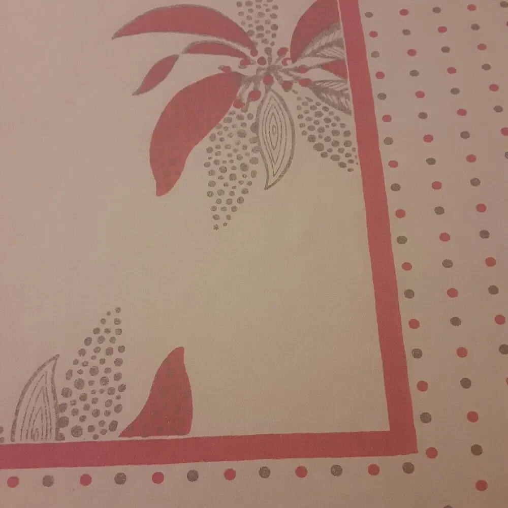 Vintage World Market Tablecloth Matte Floral & Polka Dots